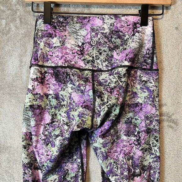 Lululemon Wunder Under High Rise Leggings Size 6 Purple Silver Black 28”‎ Inseam - Picture 4 of 7